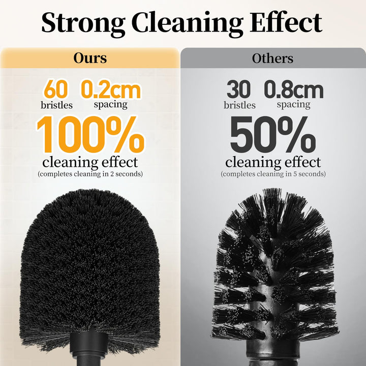 Toilet Bowl Brush Holder Set: Bathroom Deep Cleaning Toilet Scrubber Rim Cleaner with Caddy for Restroom Rv - Hidden Modern Elegant Toilet Clean Decorative Accessories - Black