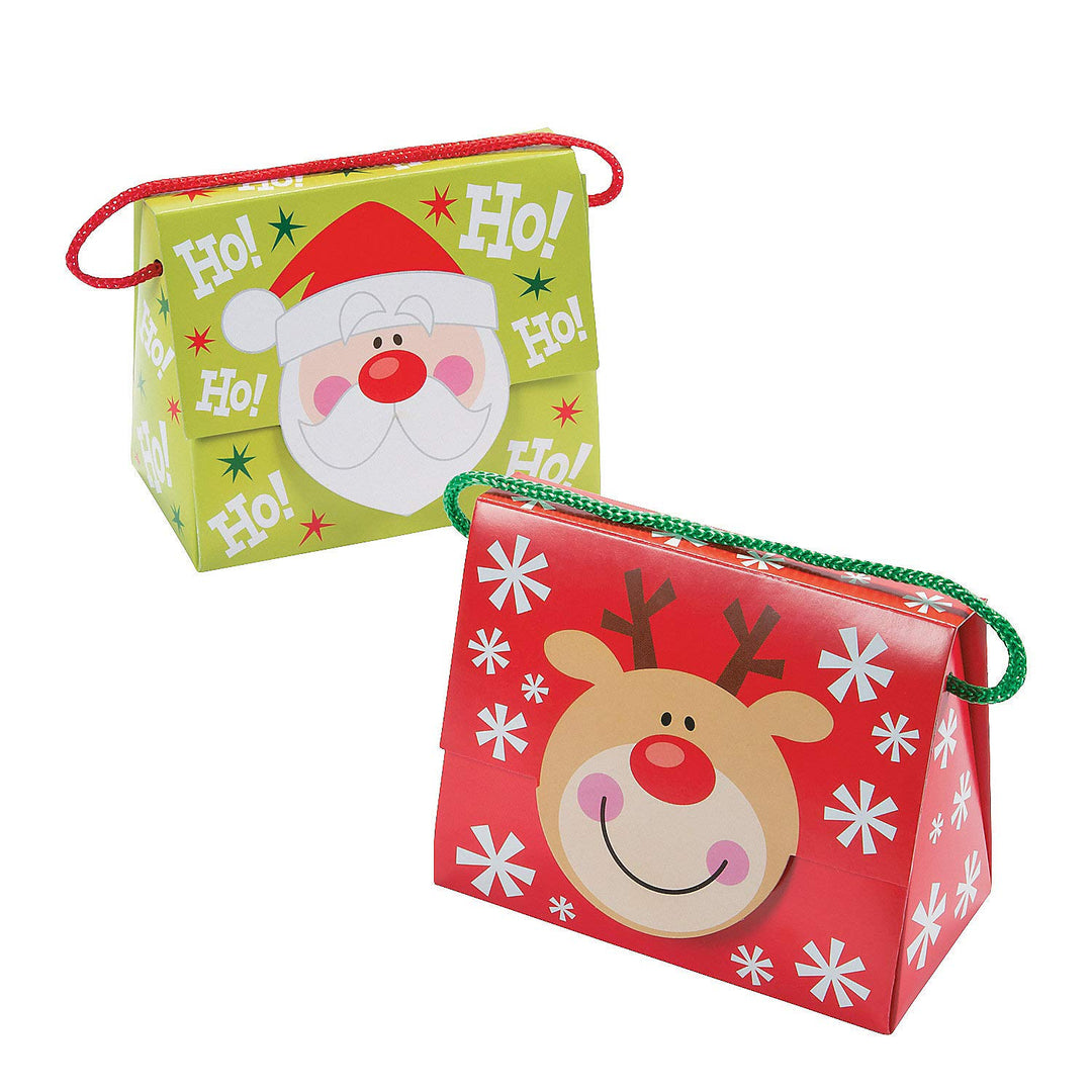1 Dozen - Christmas Tent Boxes with Handle - 5 X 2 3/4 X 4 1/4 with 4 Handles.