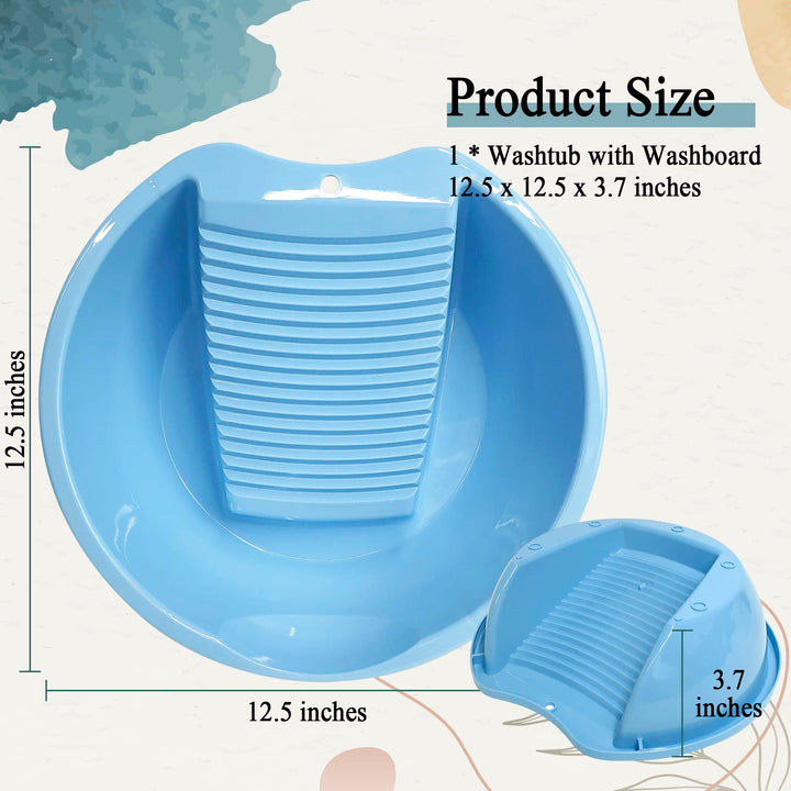 Washboard Washing Clothes Hand Wash Board - Bucket, Basin for Laundry, Blue
