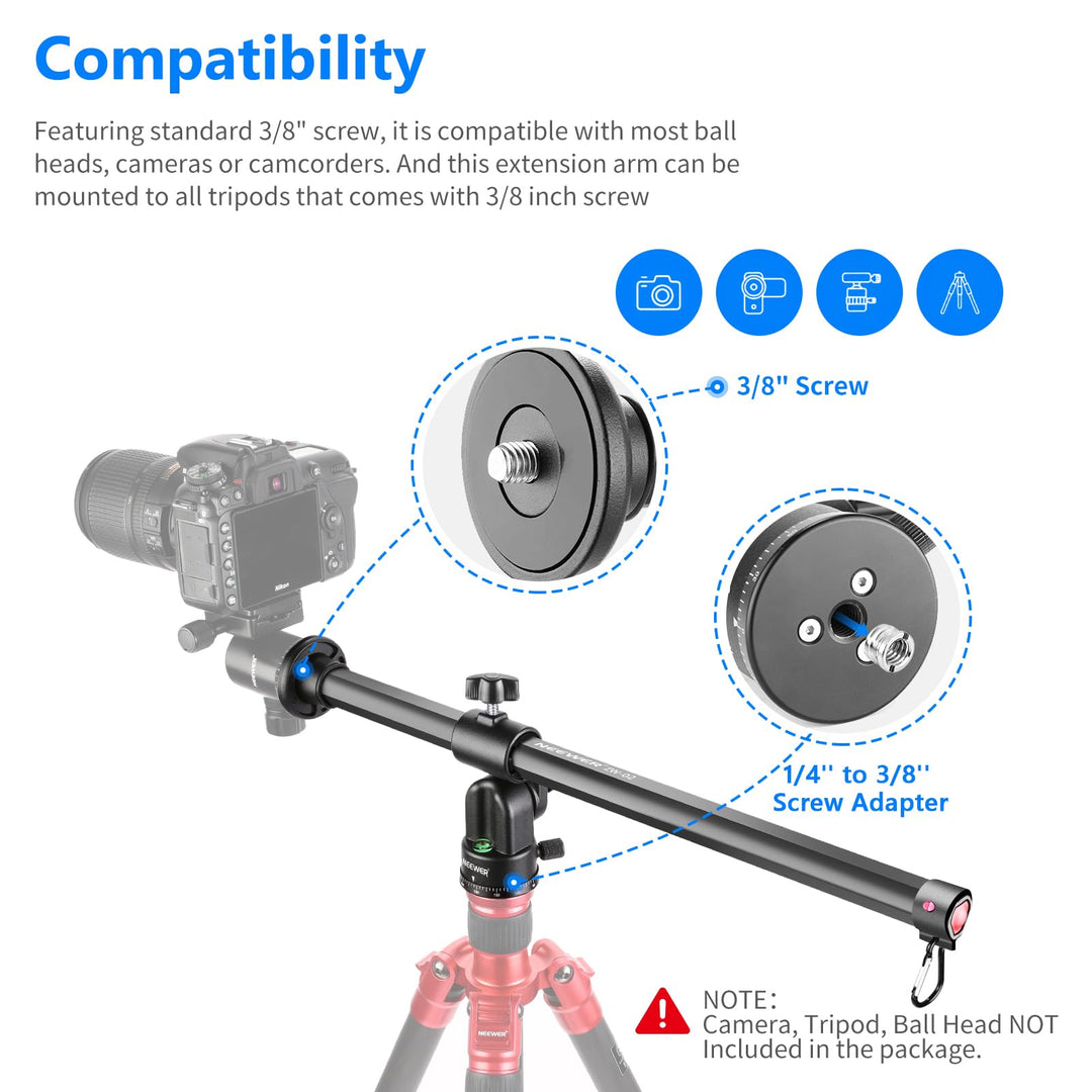 NEEWER Arrow Arm for Tripod, 50cm Horizontal Center Col