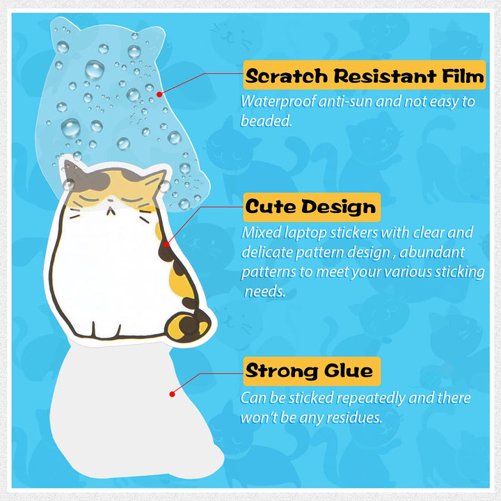 100 Pieces Cute Cat Laptop Stickers Waterproof Vinyl Kawaii Decals for Water Bottles Cartoon Cat Stickers for Decoration Laptop Luggage Skateboard Car Bike Phone Case