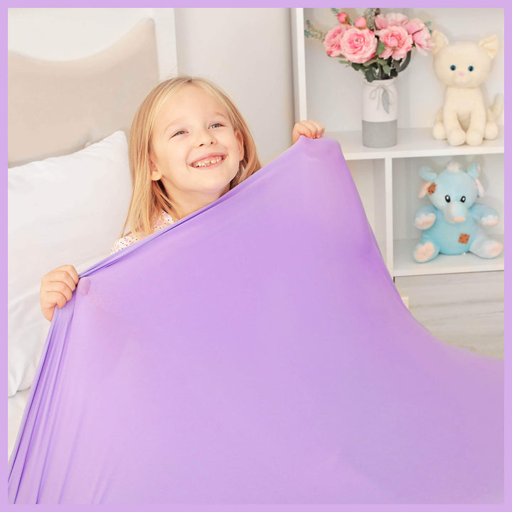 Sensory Compression Blanket | Lycra Bed Sheet for Kids & Adults | Deep Relaxing Feeling, Release Oxytocin | Helps with SPD, Anxiety, ADHD, Autism and More | Breathable, Cool & Stretchable | Queen Size