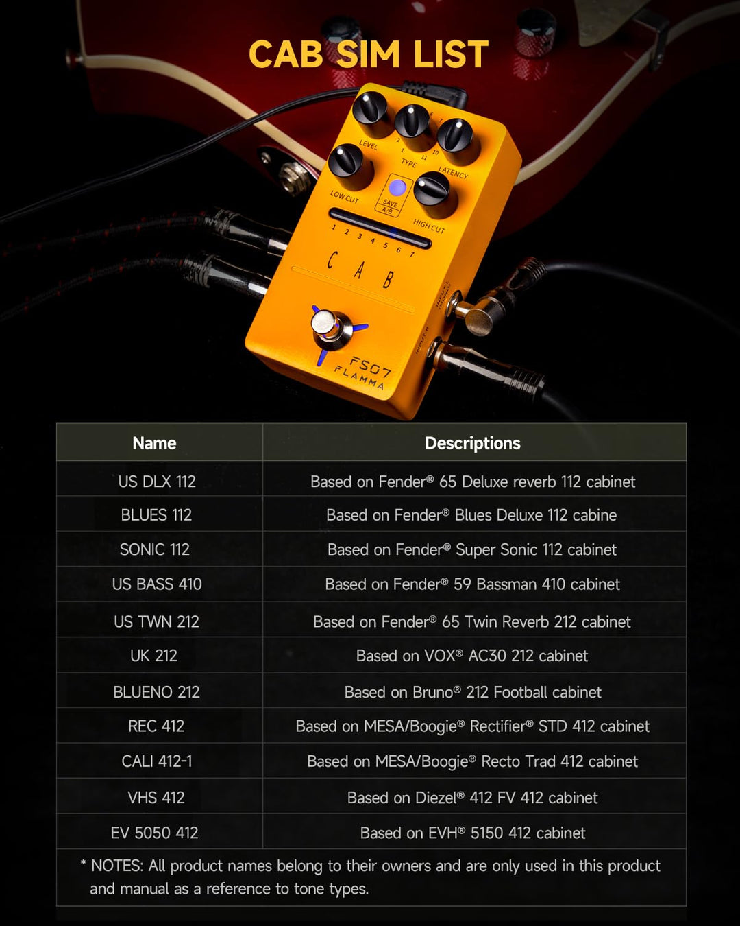 FS07 Stereo Simulation Pedal 7 User Preset Slots Support IR Loading Software Editing