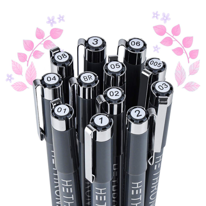 Calligraphy Pens Drawing Pens and Black Calligraphy Set for Beginners Writing, Signature, Illustration Design and Drawing (12 Size)