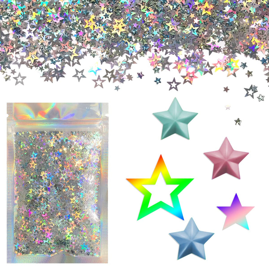 10 Grams Holographic STARS Cosmetic Glitter Festival Rave Beauty Makeup Face Body Nail
