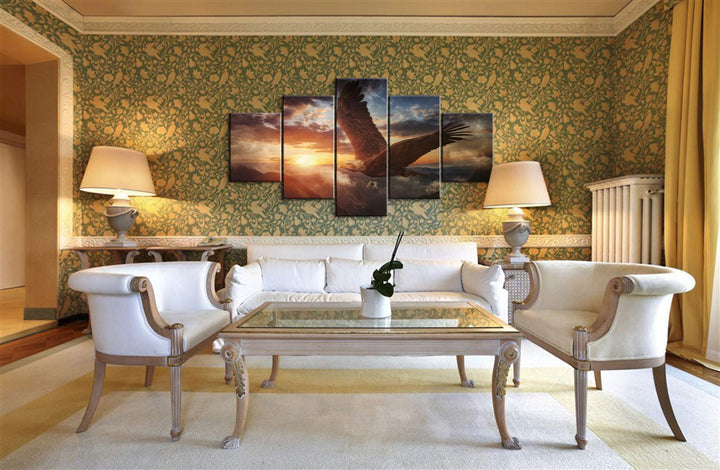5 Piece Animal Wall Art Animal Posters Animal Print Eagles Decor Eagles Poster Eagles Wall Decor Animal Canvas Wall Art Animal Art Animal Canvas Eagle Wall Art for Living Room Decor (60&#39;&#39;W x 32&#39;&#39;H)