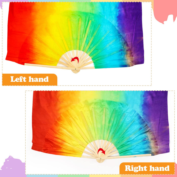 Qunclay 2 Pair Artificial Silk Bamboo Fans Veils Long B