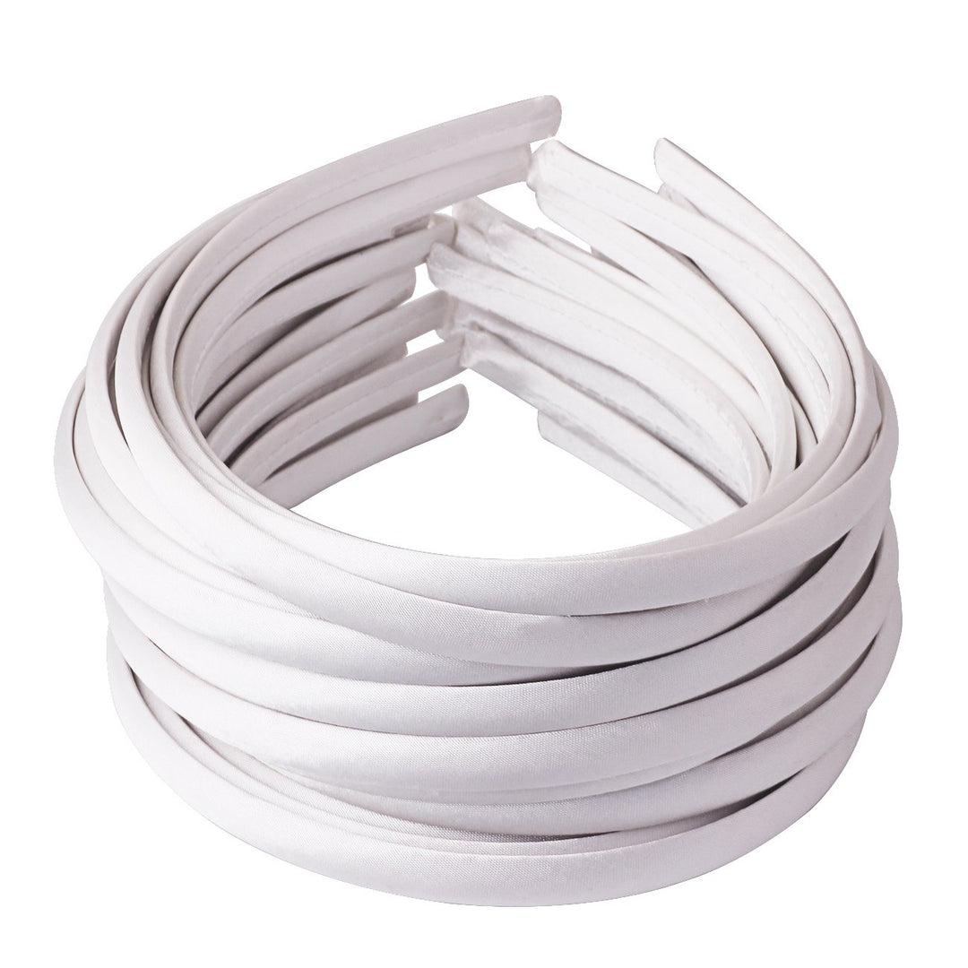 Girls&#39; DIY Satin Covered Headbands 1cm Width 36cm Circle Size (20pcs White)