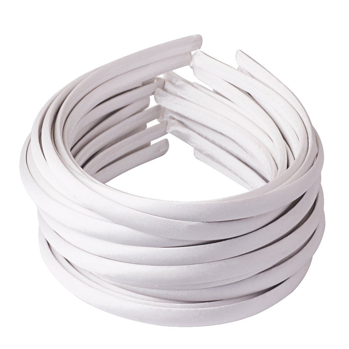 Girls&#39; DIY Satin Covered Headbands 1cm Width 36cm Circle Size (20pcs White)
