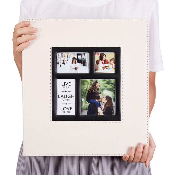 Photo Picutre Album 4x6 1000 Photos, Extra Large Capacity Leather Cover Wedding Family Photo Albums Holds 1000 Horizontal and Vertical 4x6 Photos with Black Pages (Silver)