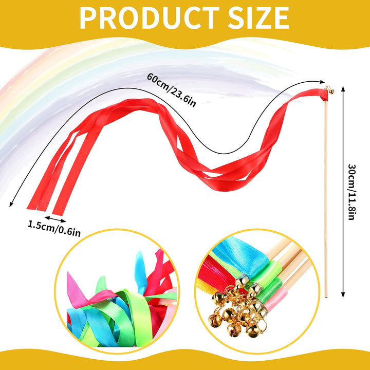 50 Pieces Ribbon Sticks Wedding Streamers Chromatic Streamers Silk Fairy Sticks for Party, Birthday, Celebration and Holiday (Colorful)