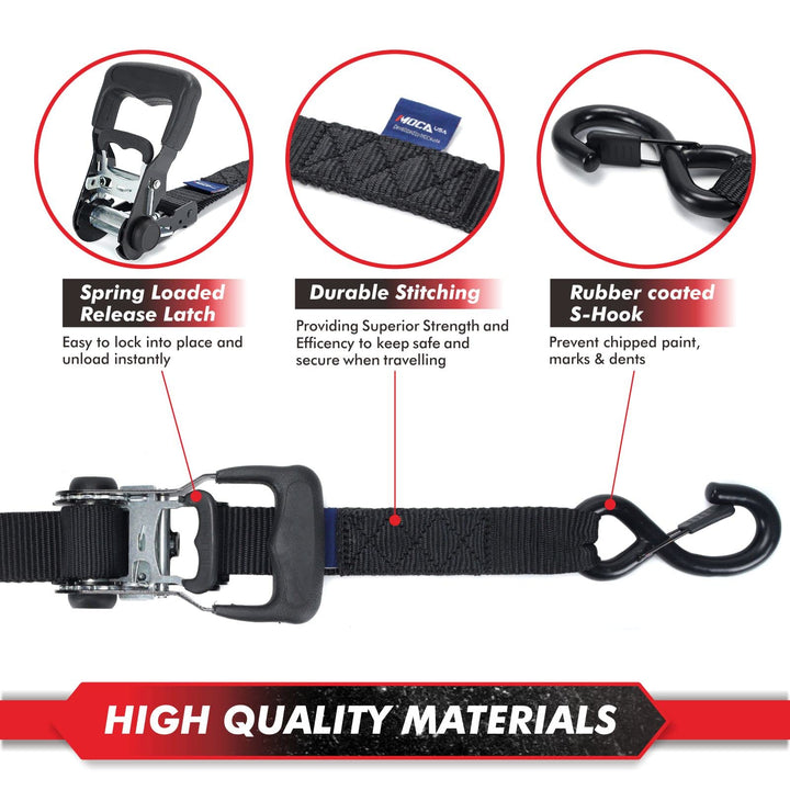 MOCA Heavy Duty Ratchet Tie Down Straps - 5200 Lbs Brea