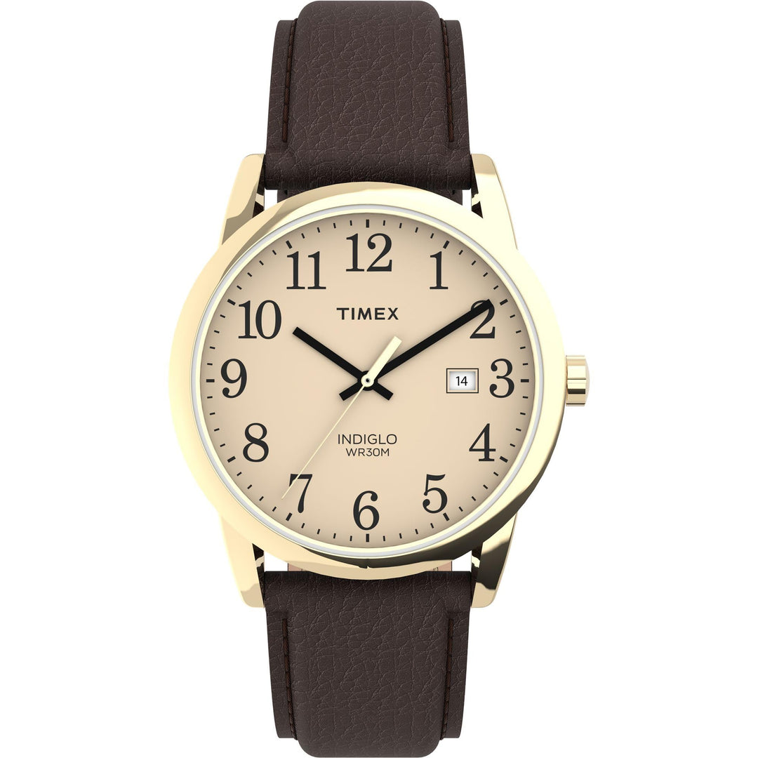 Men&#39;s TW2P75800 Easy Reader 38mm Brown/Gold-Tone/Cream Leather Strap Watch