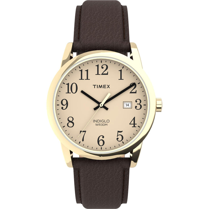 Men&#39;s TW2P75800 Easy Reader 38mm Brown/Gold-Tone/Cream Leather Strap Watch