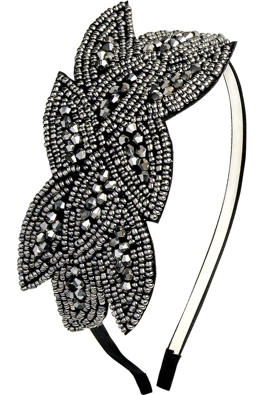 Cougar's Choice® Art Deco Headpiece Flapper Headband 1920s Headpiece Black Rhinestone Headband for Women