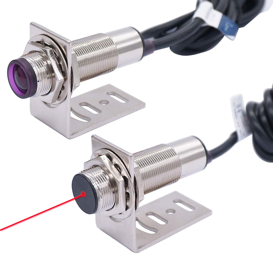 /1 Pair 0-20M Indoor Wall Mounted Photoelectric Beam Sensor NPN NO 18mm Photoelectric Sensor Switch Proximity Switch 2m line Length with Infrared Ray Beam E3F-20DNL-18