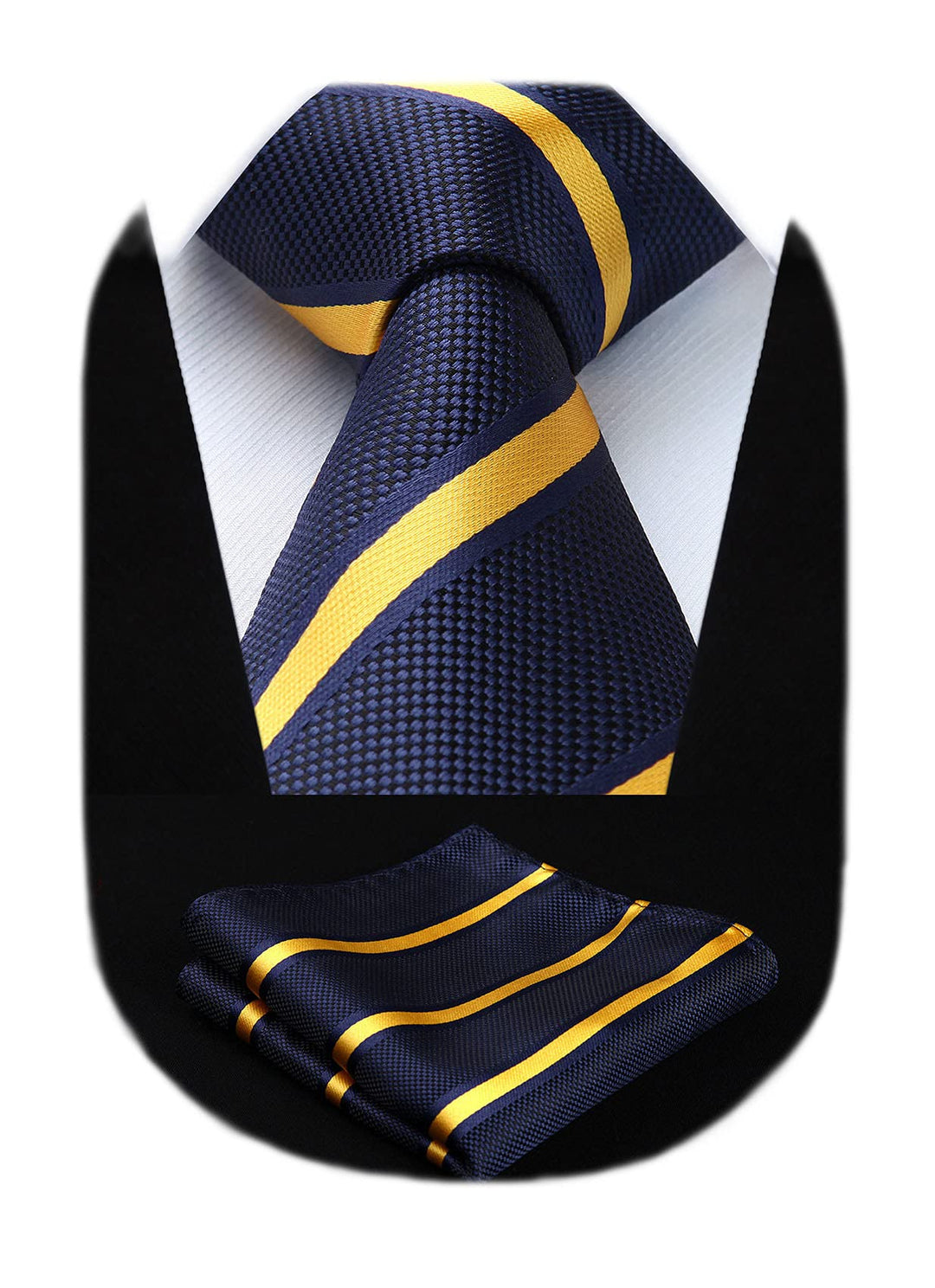 HISDERN Striped Wedding Tie Handkerchief Woven Classic 