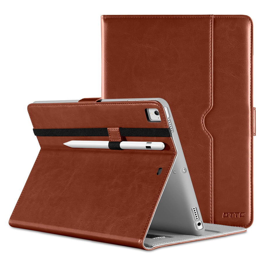 for iPad 9.7 Inch 5th/6th Generation 2018/2017 Case with Apple Pencil Holder, Premium Leather Folio Stand Cover Case for Apple iPad 9.7 inch, Also Fit iPad Pro 9.7/Air 2/Air - Brown