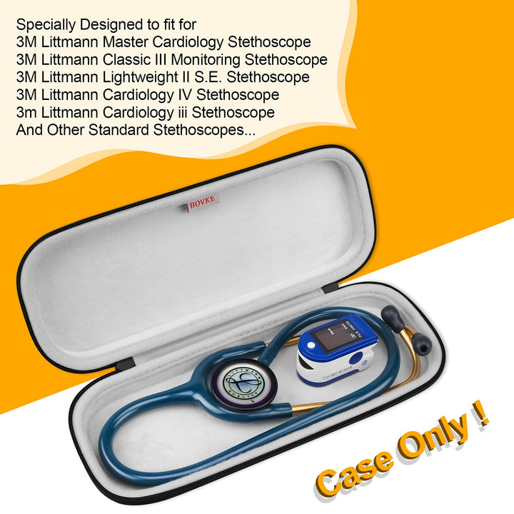 Stethoscope Case, Lightweight Slim Stethoscope Holder Compatible with 3M Littmann Classic III, Lightweight II S.E, Littmann Cardiology IV, MDF Acoustica Deluxe Stethoscopes, Black