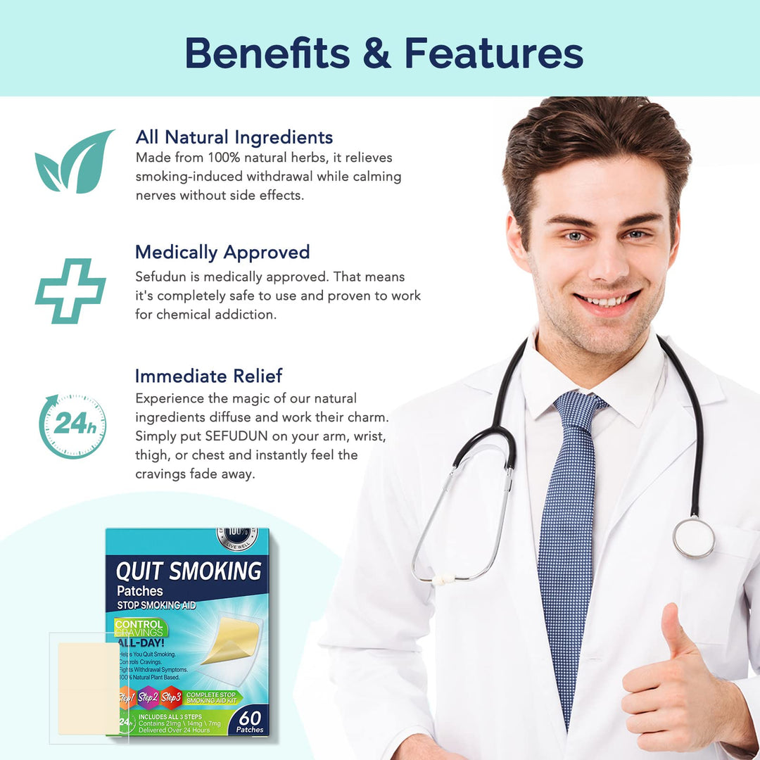 Quit Smoking Patches,Steps 1 Through 3 to Quit Smoking,Stop Smoking Aid, 21mg, 14mg, 7mg Easy and Effective Anti-Stickers, Best Product to Help Stop, 60 Patches