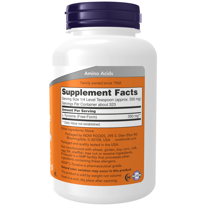 NOW Foods Supplements, L-Tyrosine Powder, Free-Form, Ne