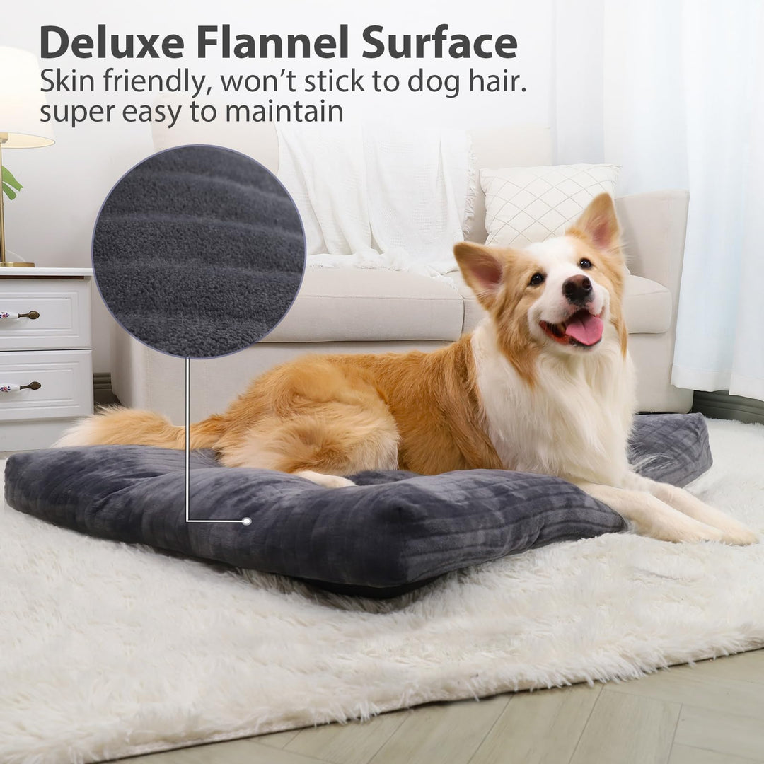 Dog Crate Bed Washable Dog Beds for Extra Large Dogs Deluxe Thick Flannel Fluffy Comfy Kennel Pad Anti-Slip &amp; Anti-Scratch Pet Sleeping Mat, 41 x 27 Inch, Gray
