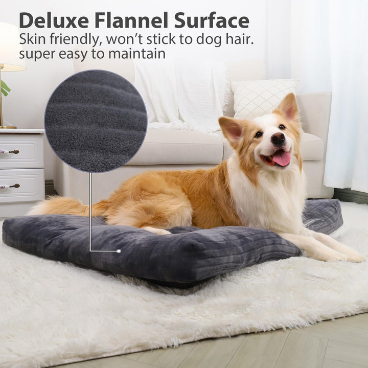 Dog Crate Bed Washable Dog Beds for Extra Large Dogs Deluxe Thick Flannel Fluffy Comfy Kennel Pad Anti-Slip &amp; Anti-Scratch Pet Sleeping Mat, 41 x 27 Inch, Gray