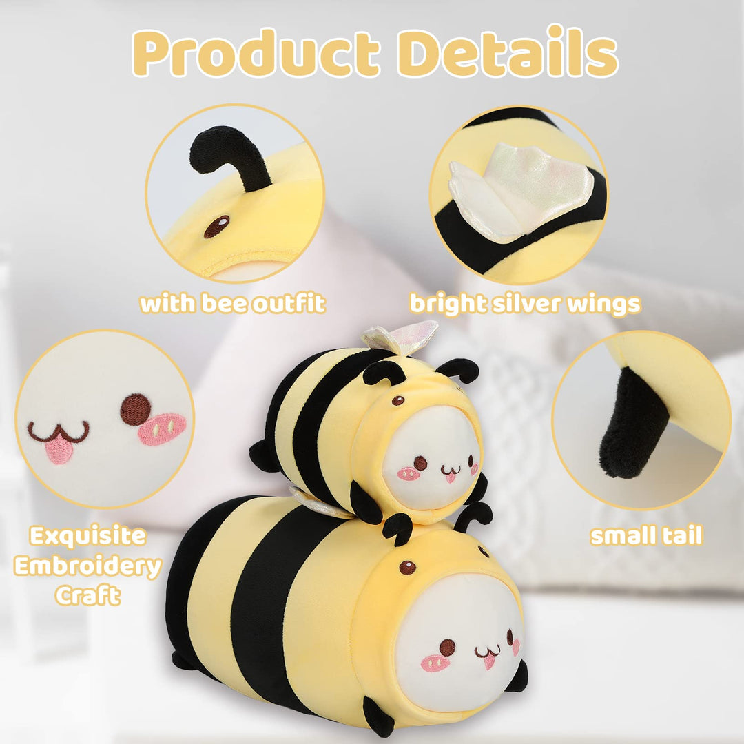 AIXINI 8 Cute Cat Bee Plush Pillow, Kawaii Kitten Honey
