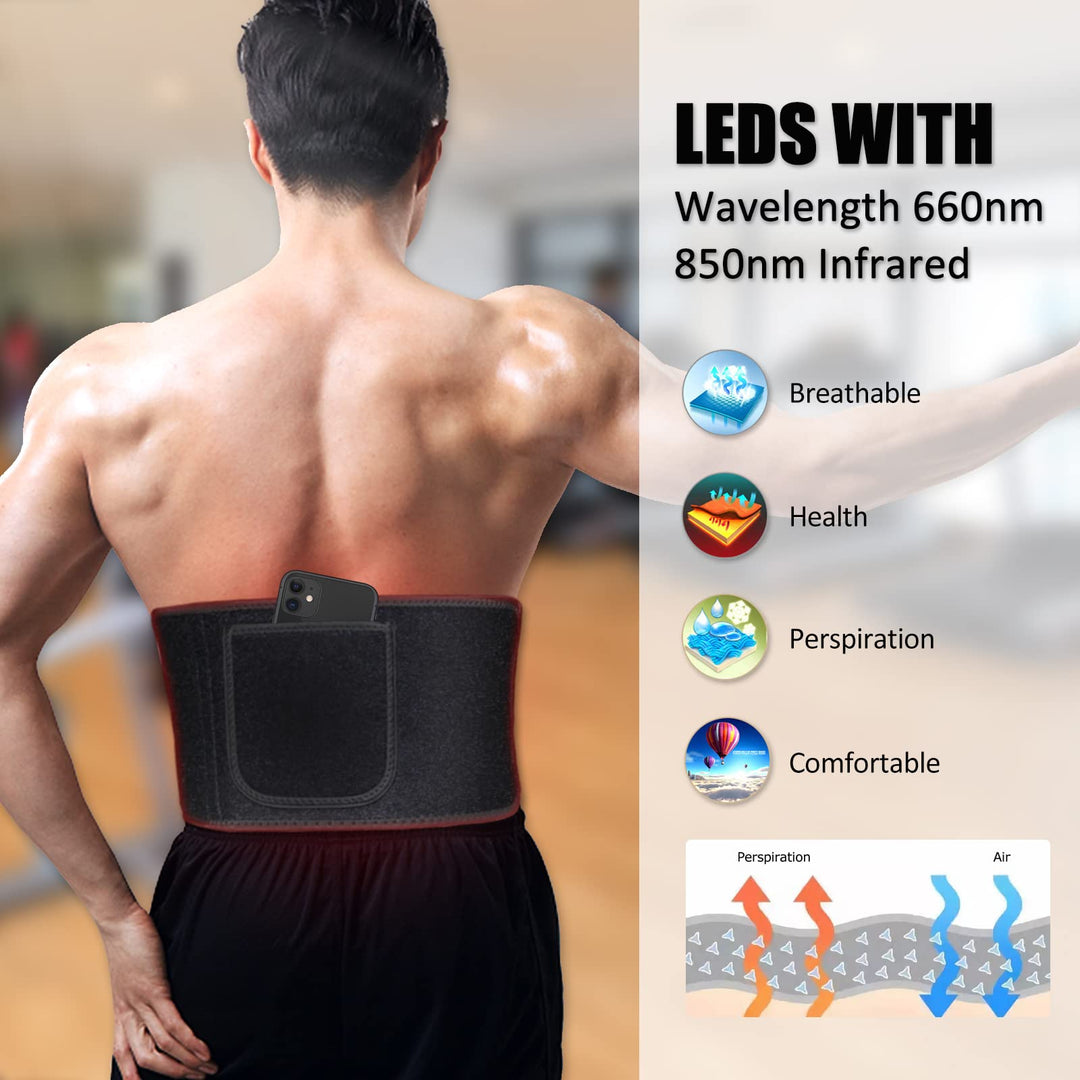 ADVASUN Red Light Wrap Devices for Body Near 850nm and Deep 660nm Led Red Light Belt Back Body Pad,Home Use Wearable Belt for Waist,Joints,Muscle(Black-105pcs)