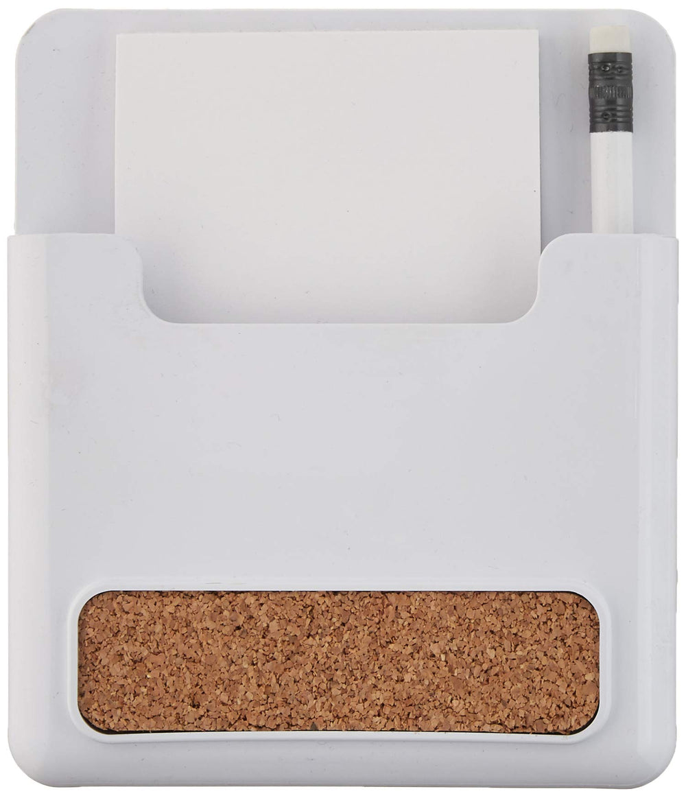Diversified Magnetic Memo Pad and Pencil Holder with Cork Strip, White