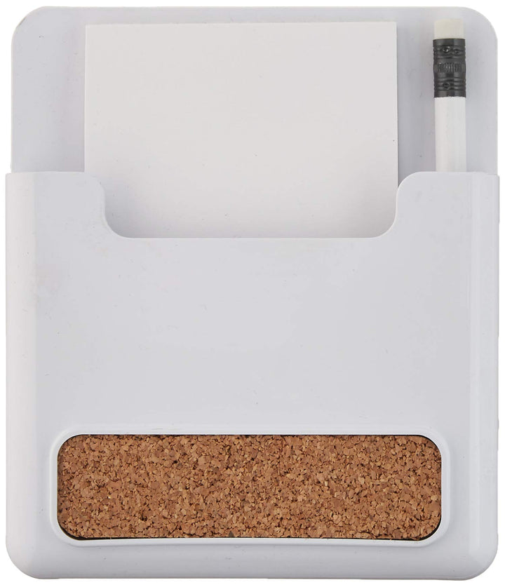 Diversified Magnetic Memo Pad and Pencil Holder with Cork Strip, White