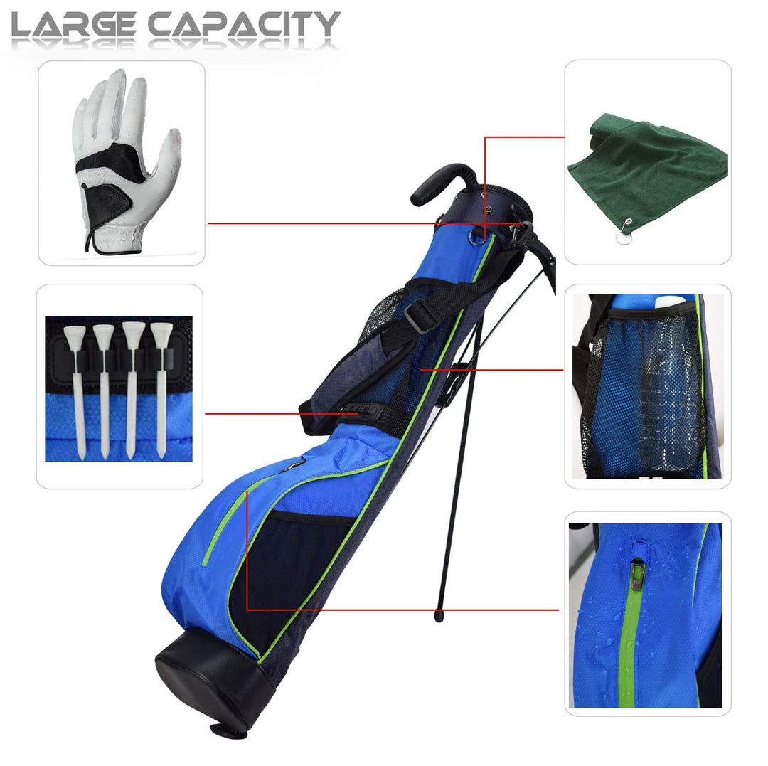 Golf Stand Bag Retractable, Portable Golf Bag with 2 Way Divider and Dual Straps, Waterproof Wear-Resistant Durable Fabric Golf Bag for Women and Men (Blue)