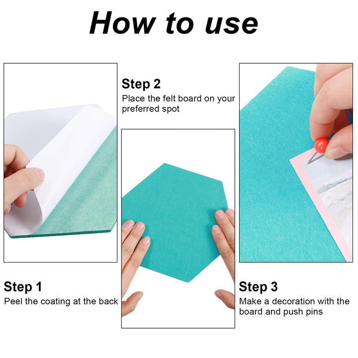 10 Packs Pin Board Hexagon Felt Board Tiles Bulletin Board Memo Board with 20 Pieces Push Pins, Decoration for Home Office Wall(5.9 x 7 Inches/ 15 x 17.7 cm,Light Green)
