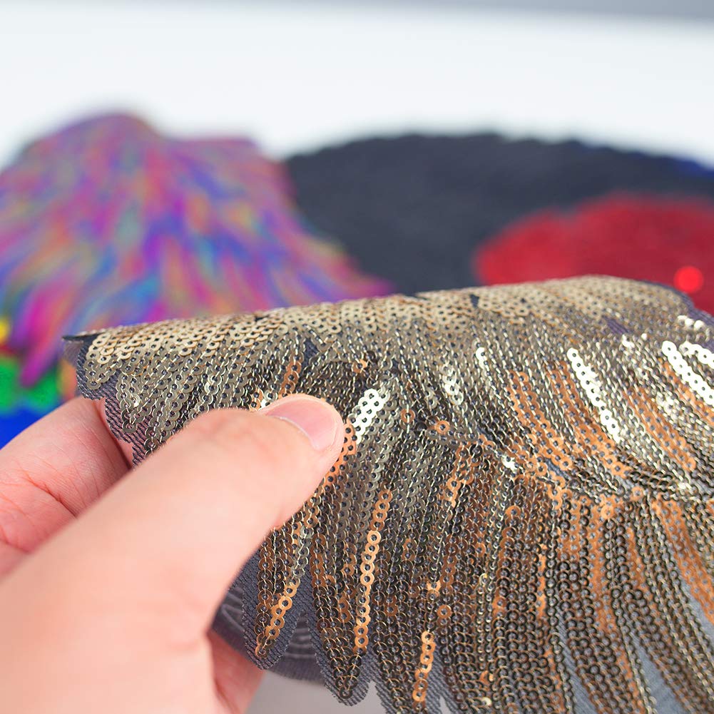 7 Pair of Wings Sequins Angel Wings Iron On Patch DIY Embroidered Applique Bling Wings for Jackets Cloth or Bag Decoration