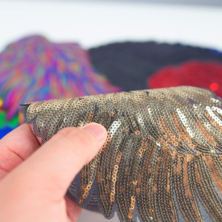 7 Pair of Wings Sequins Angel Wings Iron On Patch DIY Embroidered Applique Bling Wings for Jackets Cloth or Bag Decoration