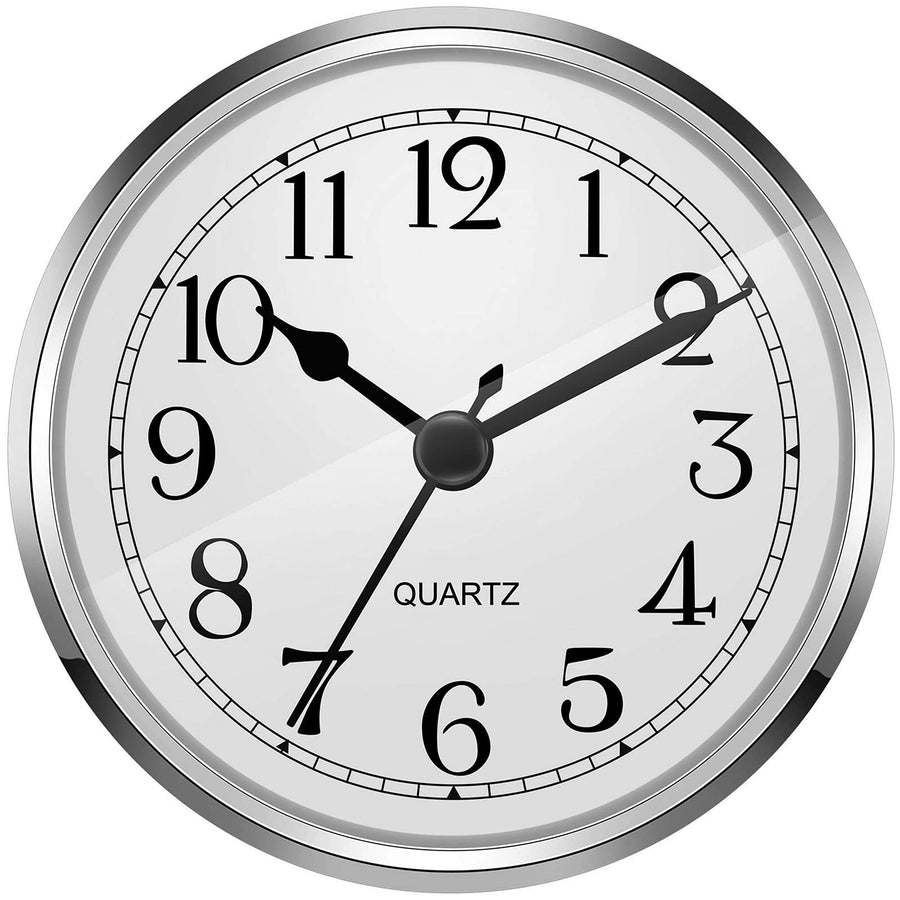 3-1/2 Inch (90 mm) Quartz Clock Fit-up/Insert with Arabic Numeral (Silver)