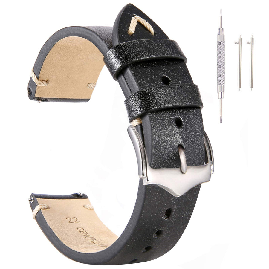 Leather Watch Bands 20mm for Men Vintage Watch Straps Brown for Women Crazy Horse Leather Replacement Watchband