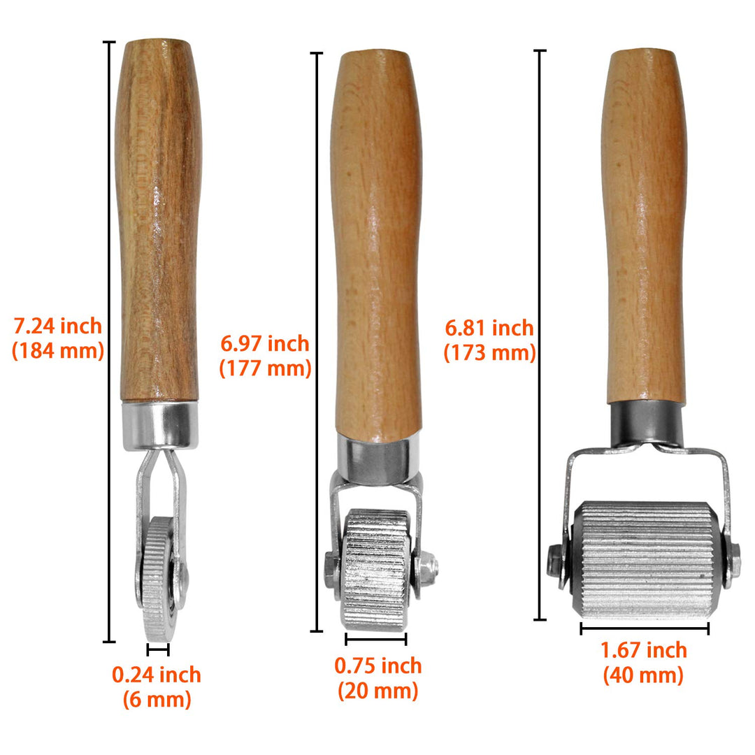 Car Sound Deadening Hand Roller Sound Noise Insulation Tool 3PCS For Auto Noise Roller Car Sound Deadener Application Installation Tool Rolling Wheel Interior Accessories Working Area with Wood Handle