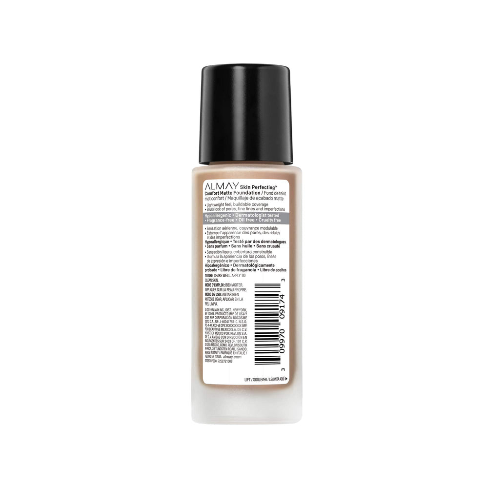 Skin Perfecting Comfort Matte Foundation, Hypoallergenic, Cruelty Free, -Fragrance Free, Dermatologist Tested Liquid Makeup, Neutral Sun Beige, 1 Fluid Ounce