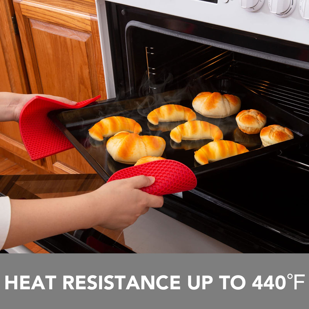 Joyhalo Trivets for Hot Dishes - Hot Pads for Kitchen, Silicone Pot Holders for Hot Pots and Pans, Silicone Mats for Kitchen Countertops, Table, Flexible Easy to Wash and Dry, Red