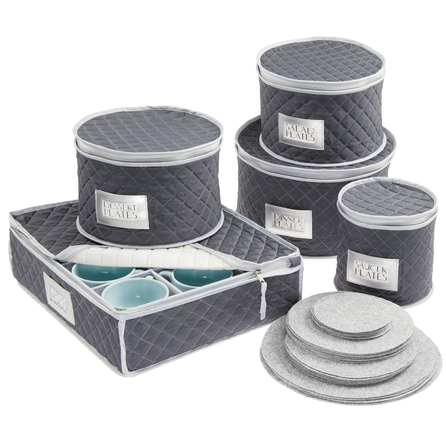 mDesign Quilted Dinnerware Storage 5 Piece Set for Prot
