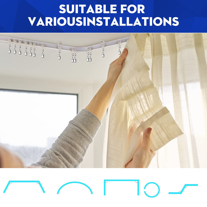 Flexible Bendable Ceiling Curtain Track, Curved Ceiling Track for Curtains, Room Divider Ceiling Track Rail System (3 Meters)