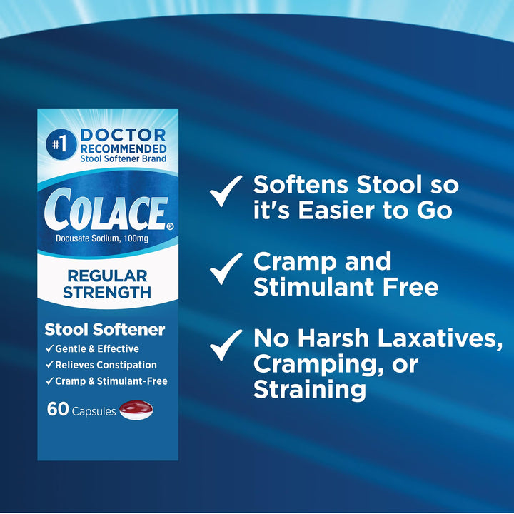 Colace Regular Strength Stool Softener 100 mg Capsules 