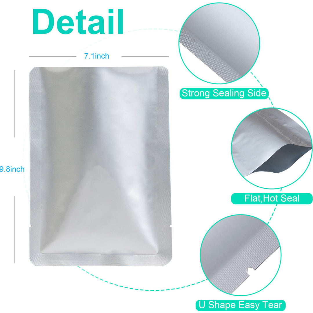 50 PCS 1 Quart Mylar bags for food storage, Heat Sealable Bags Storage Bags for Food, Coffee Beans, tea, grains, etc. (7.1 x 10.2 Inch)
