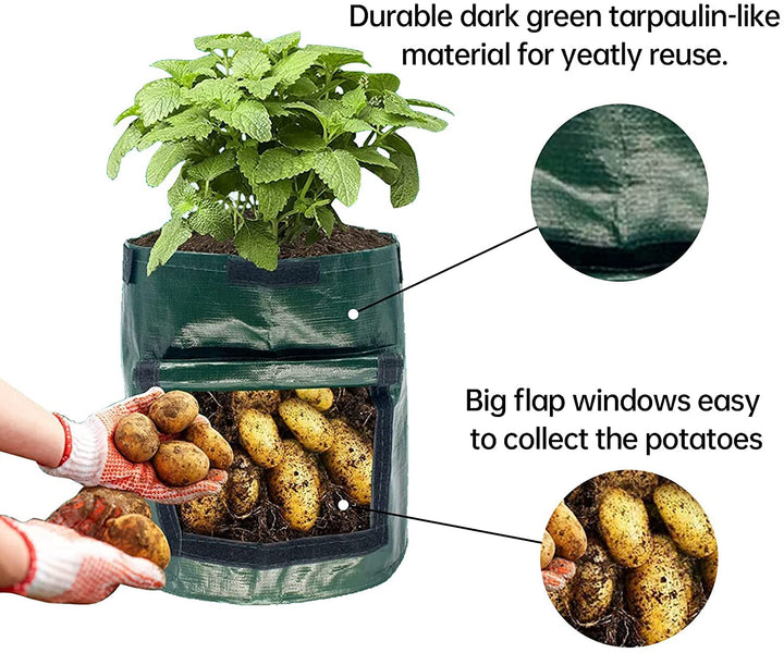 Potato Grow Bags, 2 Pack 7 Gallon Garden Vegetable Planter with Flap and Handles,Potatoes-Growing-Containers,Fabric Plant Planter Pots for for Vegetables,Tomato,Carrot, Onion