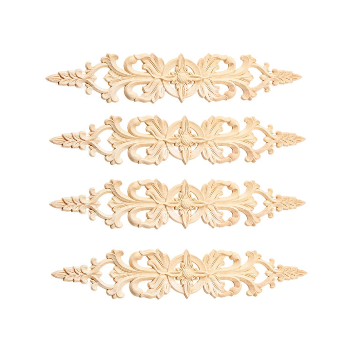 MUXSAM 4Pcs Long Wood-Carved Onlays Appliques for Furni