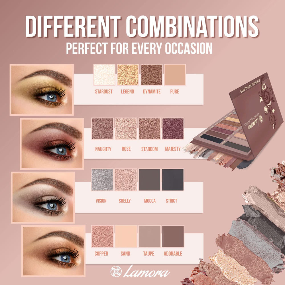 Best Pro Eyeshadow Palette Makeup - Matte + Shimmer 16 Colors - Highly Pigmented - Professional Nudes Warm Natural Bronze Neutral Smoky Cosmetic Eye Shadows - Au Naturel