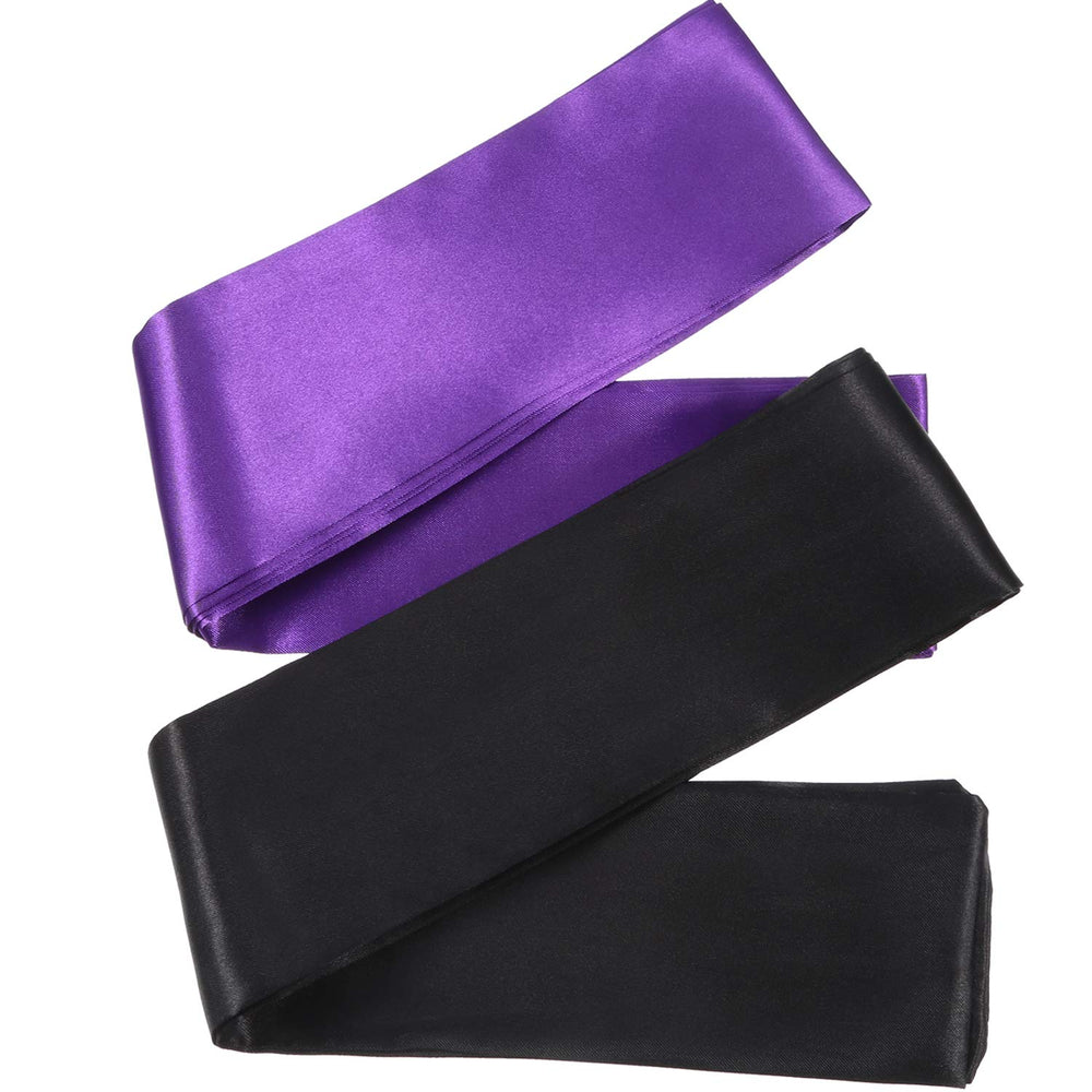 2 Pack Sleeping Mask Satin Eye Mask (Black and Purple) 