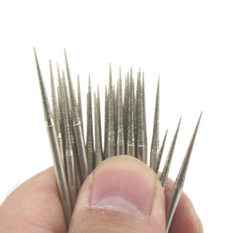 2.5mm Diamond Grinding Head Tapered Bits Carving Burrs Shank 3/32“ for Nail Drill Pack of 30Pcs