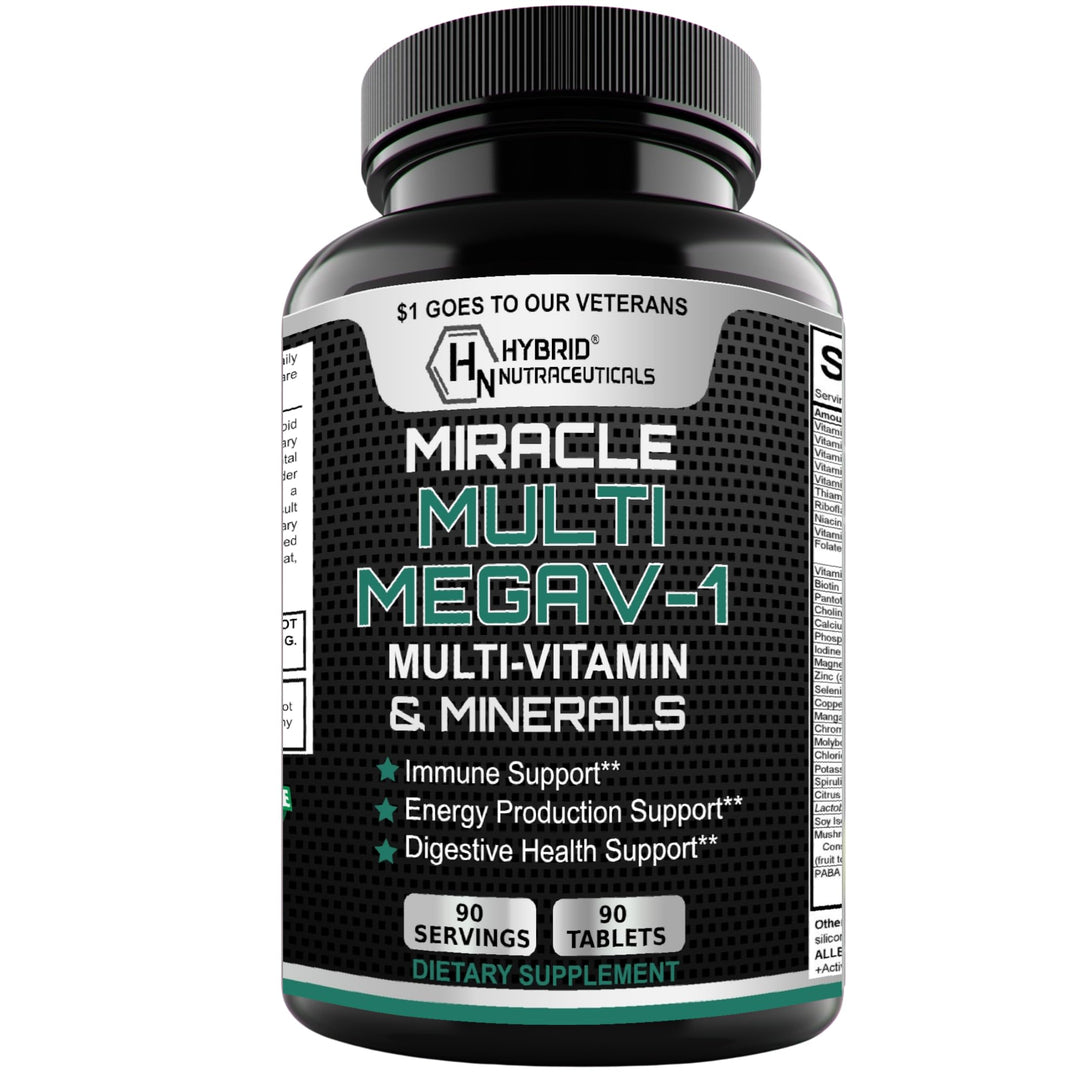 MEGAV-1 Multi-Vitamin, Superfood &amp; Minerals - Daily Multivitamin with Probiotics, Digestive Enzyme, Mushroom Complex for Heart Health, Immune Support, Energy &amp; Stamina - 90 Tablets